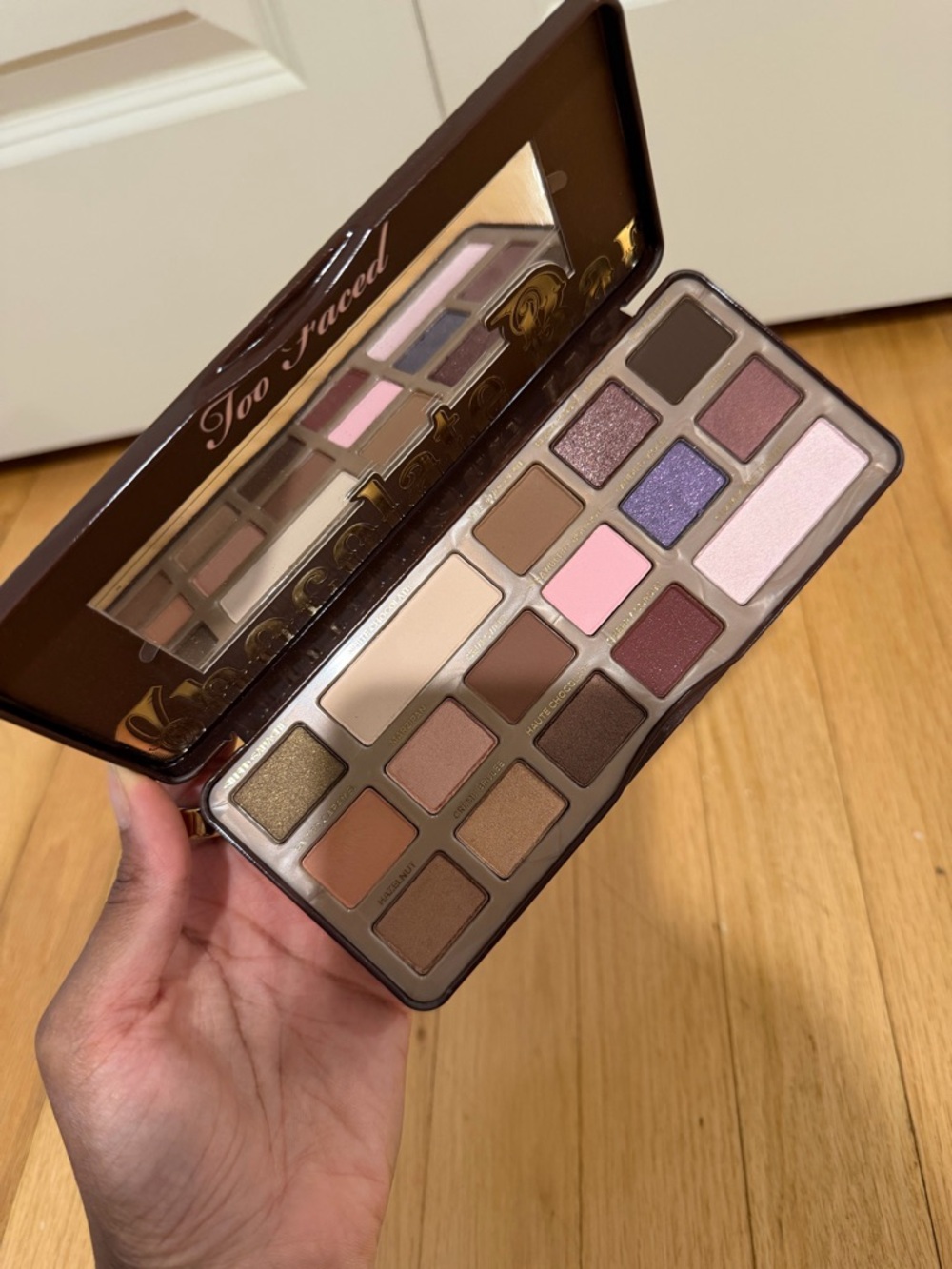 Too Faced Chocolate Bar Eyeshadow Palette - Dark Brown with Gold & Pink Accents
